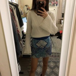 Blue geometric pattern skirt